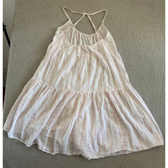 9seeds Dress White Pink Striped Tiered Flowy Sundress Beach - Picture 2 of 6